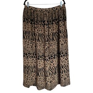 Vintage Nygard Collection Tan Animal Print‎ Midi Skirt 16